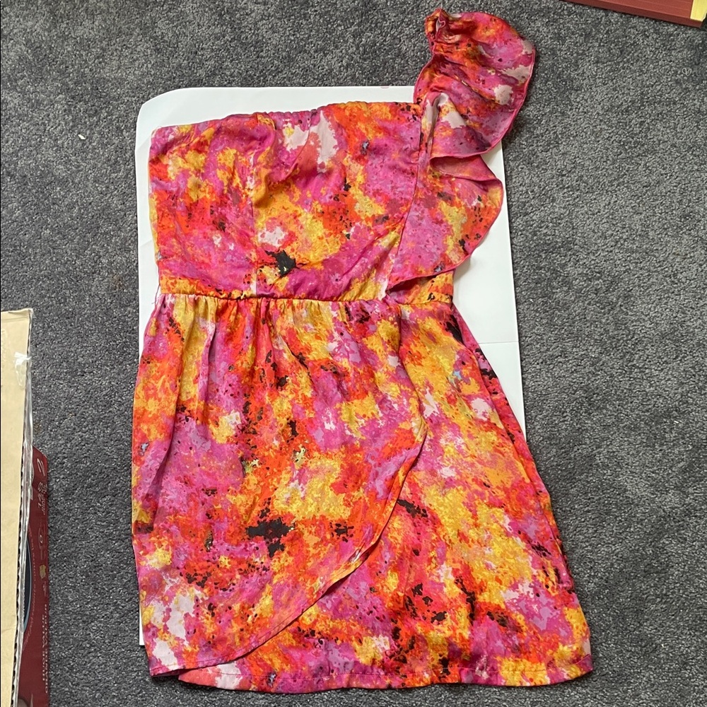 Gianni Bini One Shoulder Pink and Orange Dress